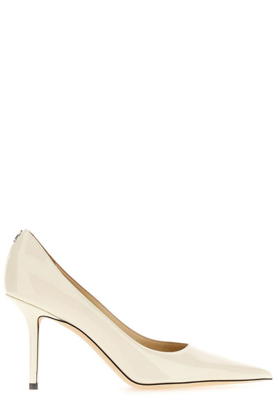Shop Jimmy Choo Love 85 Pointed Toe Pumps In White
