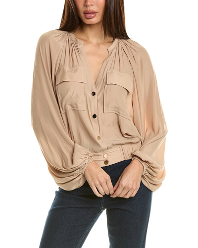 Shop Ramy Brook Heaven Button-down Blouse In Brown