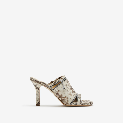 Shop Burberry Leather Peep Sandals In Serpent