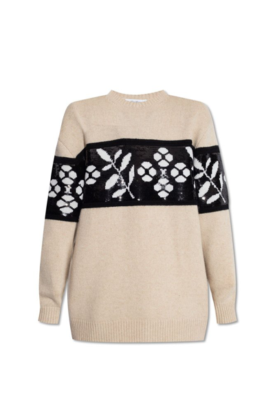 Shop Max Mara Faggi Sequin Detailed Sweater In Beige