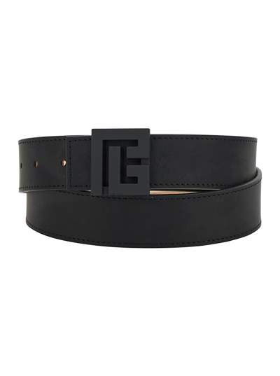 Shop Balmain Logo Buckled Belt In Black