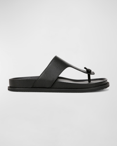 Shop Vince Men's Diego Leather Thong Sandals In Black