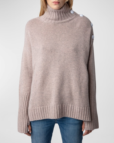 Shop Zadig & Voltaire Alma Cashmere Turtleneck Sweater In Primerose