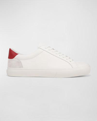Shop Vince Men's Fulton Ii Leather Low-top Sneakers In White/red
