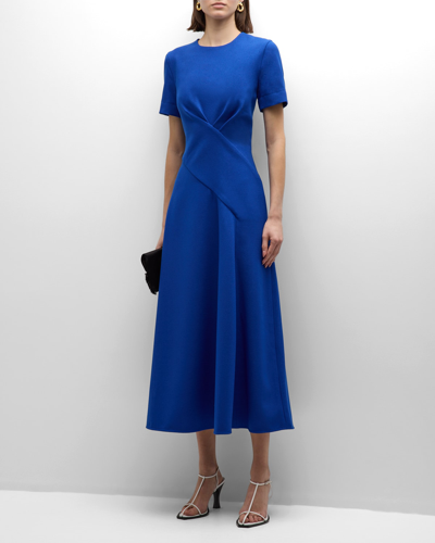Shop E.stott Avril Crossover A-line Midi Dress In Blue