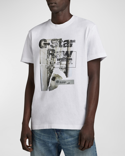 Shop G-star Raw Men's Hq Print T-shirt In White