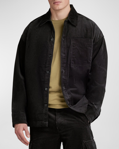 Shop G-star Raw Men's Corduroy Boxy Shirt Jacket In Dk Black