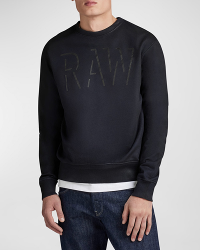 Shop G-star Raw Men's Coated Logo Sweatshirt In Cobler Dk Navy