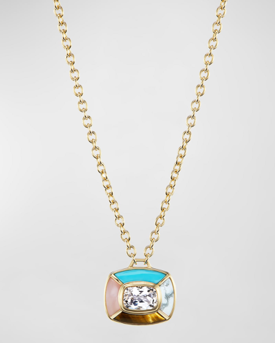 Shop Emily P Wheeler Mini Patchwork Necklace In 18k Yellow Gold And Topaz, 16"l