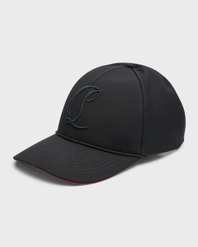 Shop Christian Louboutin Men's Mooncrest Embroidered Baseball Hat In Black/silver
