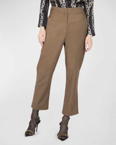 Shop Secret Mission Athena Wool High-waisted Pants In Dark Brown