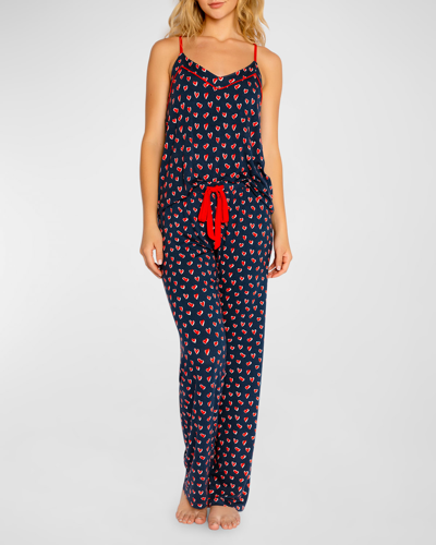Shop Pj Salvage Love You More Heart-print Pajama Set In Navy