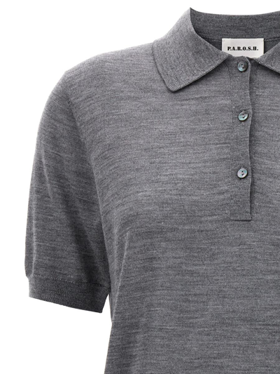 Shop P.a.r.o.s.h . Knitted Polo Shirt In Gray
