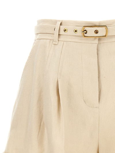 Shop Zimmermann 'matchmaker Tuck Front' Shorts In Beige