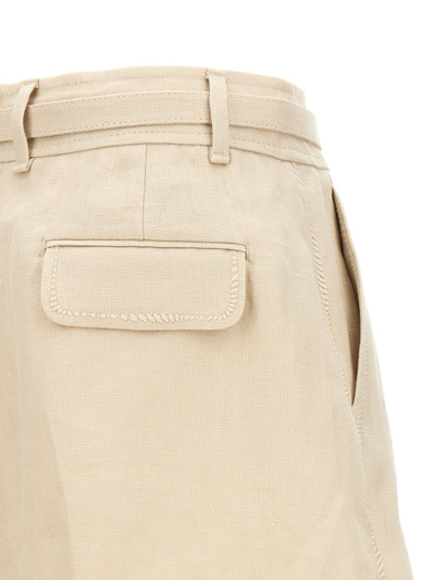 Shop Zimmermann 'matchmaker Tuck Front' Shorts In Beige