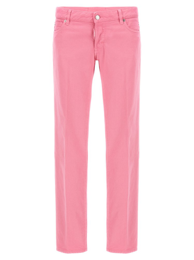 Shop Dsquared2 Logo Patch Straight Leg Jennifer Jeans In Pink