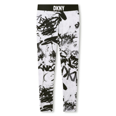 Shop Dkny Kids Logo Waistband Skinny Cut Leggings In Multi