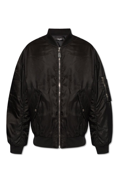Shop Dsquared2 Icon Clubbing Zipped Bomber Jacket In Black