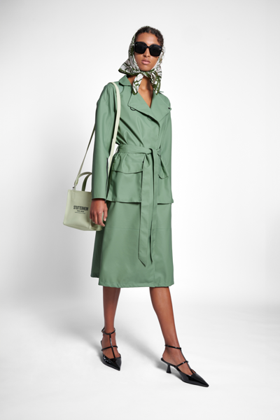 Shop Stutterheim Kista Trench Coat In Loden Green