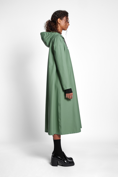 Shop Stutterheim Mosebacke Long Zip Raincoat In Loden Green