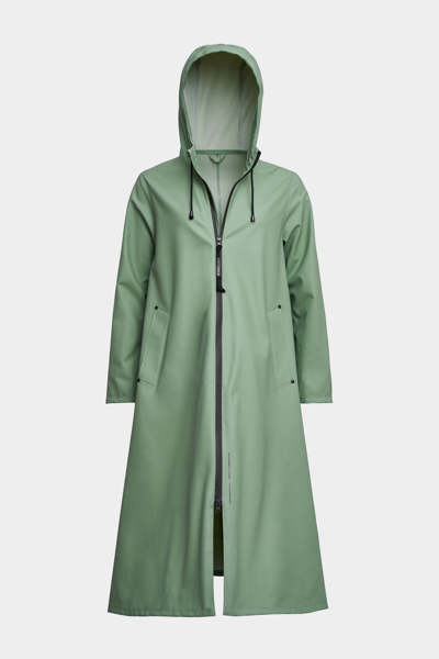 Shop Stutterheim Mosebacke Long Zip Raincoat In Loden Green