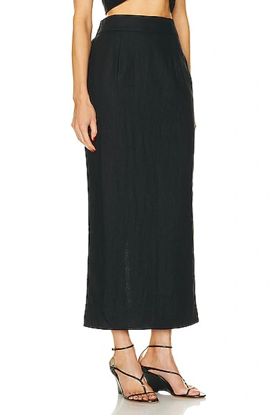 Posse Womens Black Emma Mid-rise Linen Maxi Skirt In Black