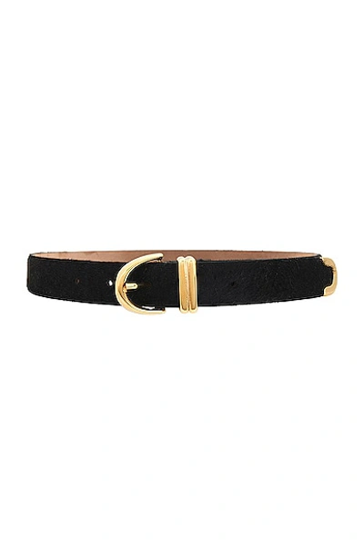 Shop Khaite Bambi Skinny Gold Hardware Belt In Black