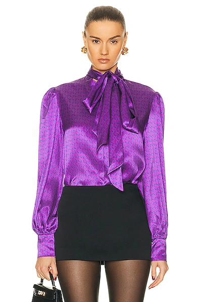 Shop Kiki De Montparnasse Handcuff Pussy Bow Blouse In French Violet