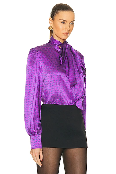 Shop Kiki De Montparnasse Handcuff Pussy Bow Blouse In French Violet