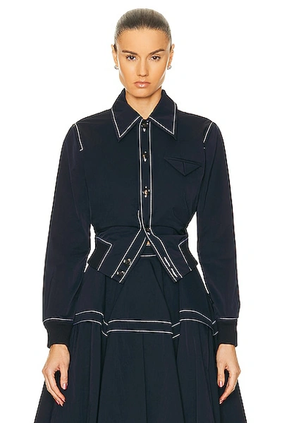 Shop Bottega Veneta Tech Nylon Blouson Top In Navy