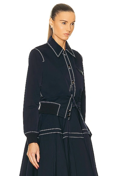 Bottega Veneta Tech Nylon Bomber Shirt In Navy