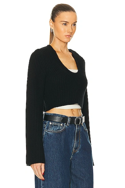 Shop Loulou Studio Chante Cropped Sweater In Black
