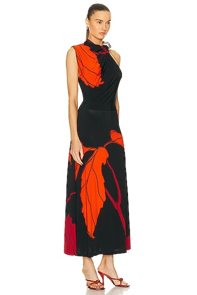 Shop Johanna Ortiz Guardiana Del Poder Ankle Dress In Florals Black & Red