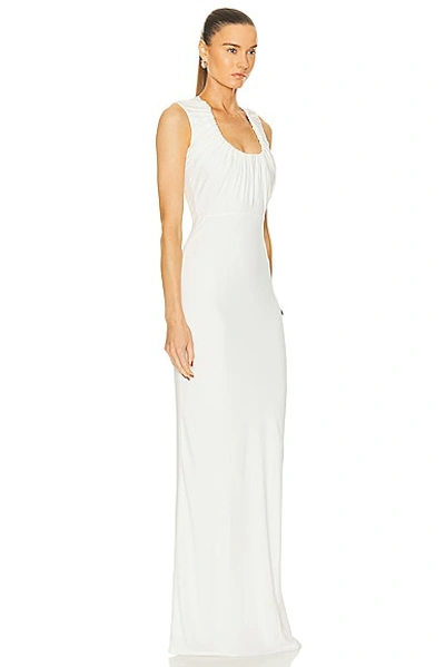 Shop Zeynep Arcay Ruched Neck Jersey Maxi Dress In White