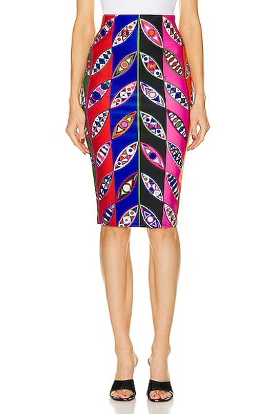 Shop Emilio Pucci Lycra Skirt In Blu & Fuxia
