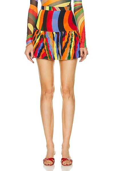 Shop Emilio Pucci Cotton Muslin Skirt In Arancio & Verde