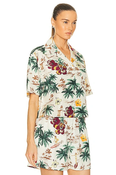 Shop Miu Miu Hawaii Print Top In Avorio