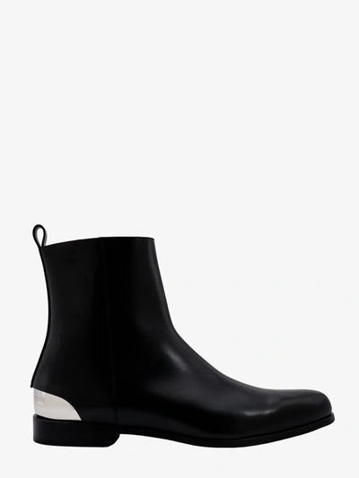 Alexander Mcqueen Leather Ankle Boots In Black