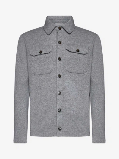 Shop Piacenza 1733 Cashmere Knit Shirt In Light Grey