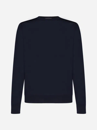 Shop Piacenza 1733 Wool Crewneck Sweater In Blue Navy
