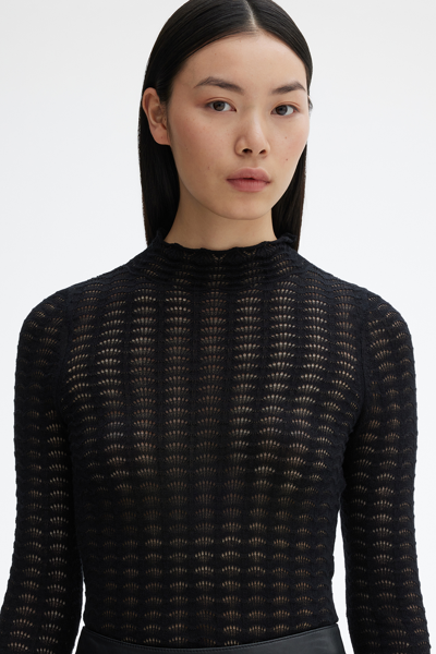 Shop House Of Dagmar Lace Knit Top In Black