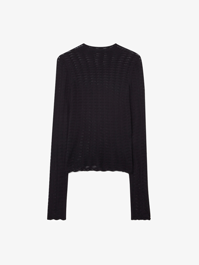 Shop House Of Dagmar Lace Knit Top In Black