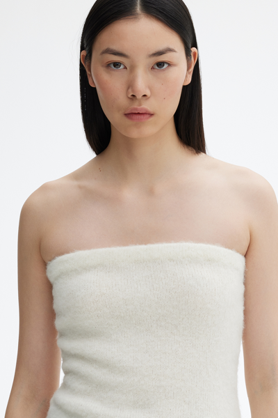 House Of Dagmar Knitted Tube Top In Off White