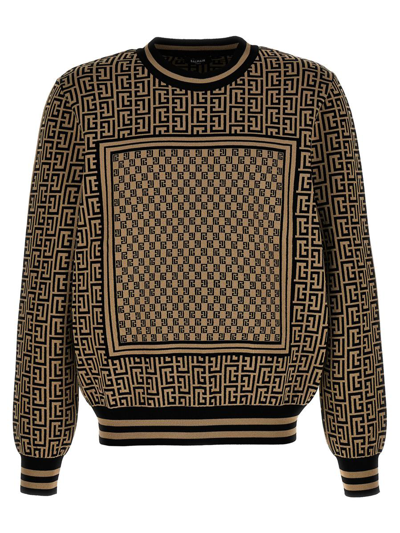Shop Balmain 'mini Monogram' Sweater In Multicolor