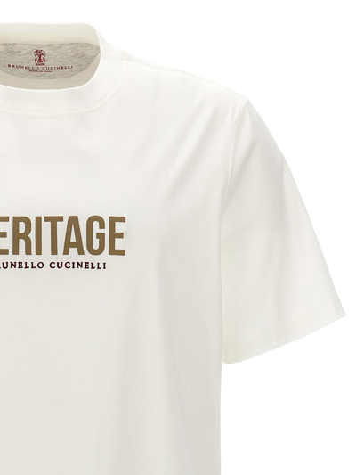 Shop Brunello Cucinelli Logo Print T-shirt In White