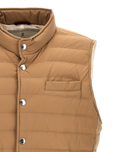 Shop Brunello Cucinelli Padded Vest In Beige