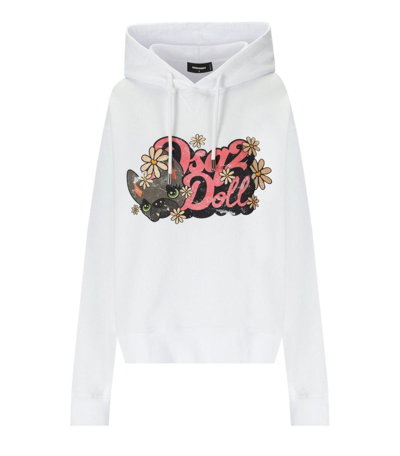 Shop Dsquared2 Hilde Doll Cool Fit White Hoodie