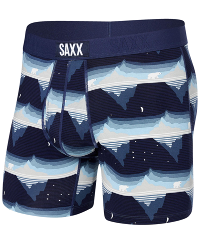 Shop Saxx Men's Ultra Super Soft Relaxed-fit Holiday Boxer Briefs In Go With The Floe- Navy