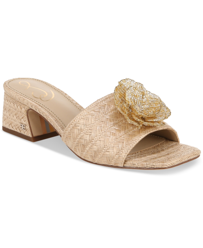Shop Sam Edelman Women's Winsley Floral Block-heel Sandals In Natural Raffia