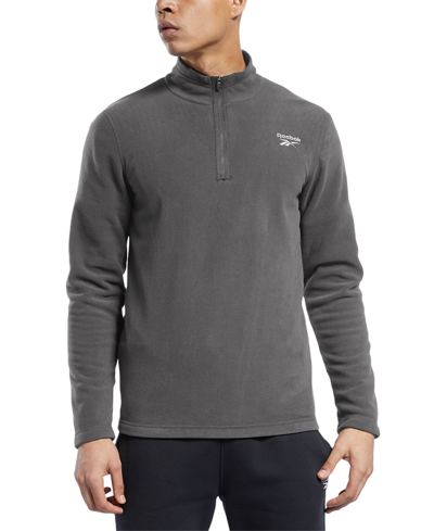 Shop Reebok Men's Weiss Slim-fit Polar Fleece Quarter-zip Sweatshirt In Cold Grey